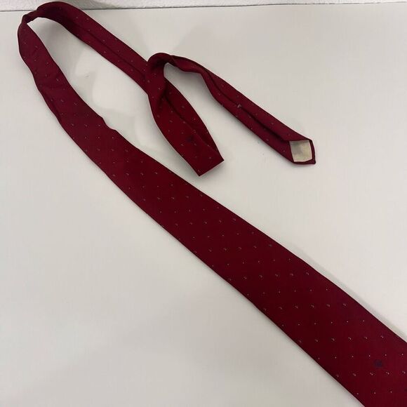 Christain Dior Dark Red with Blue Embroidered Logo Detail Tie - Picture 4 of 7
